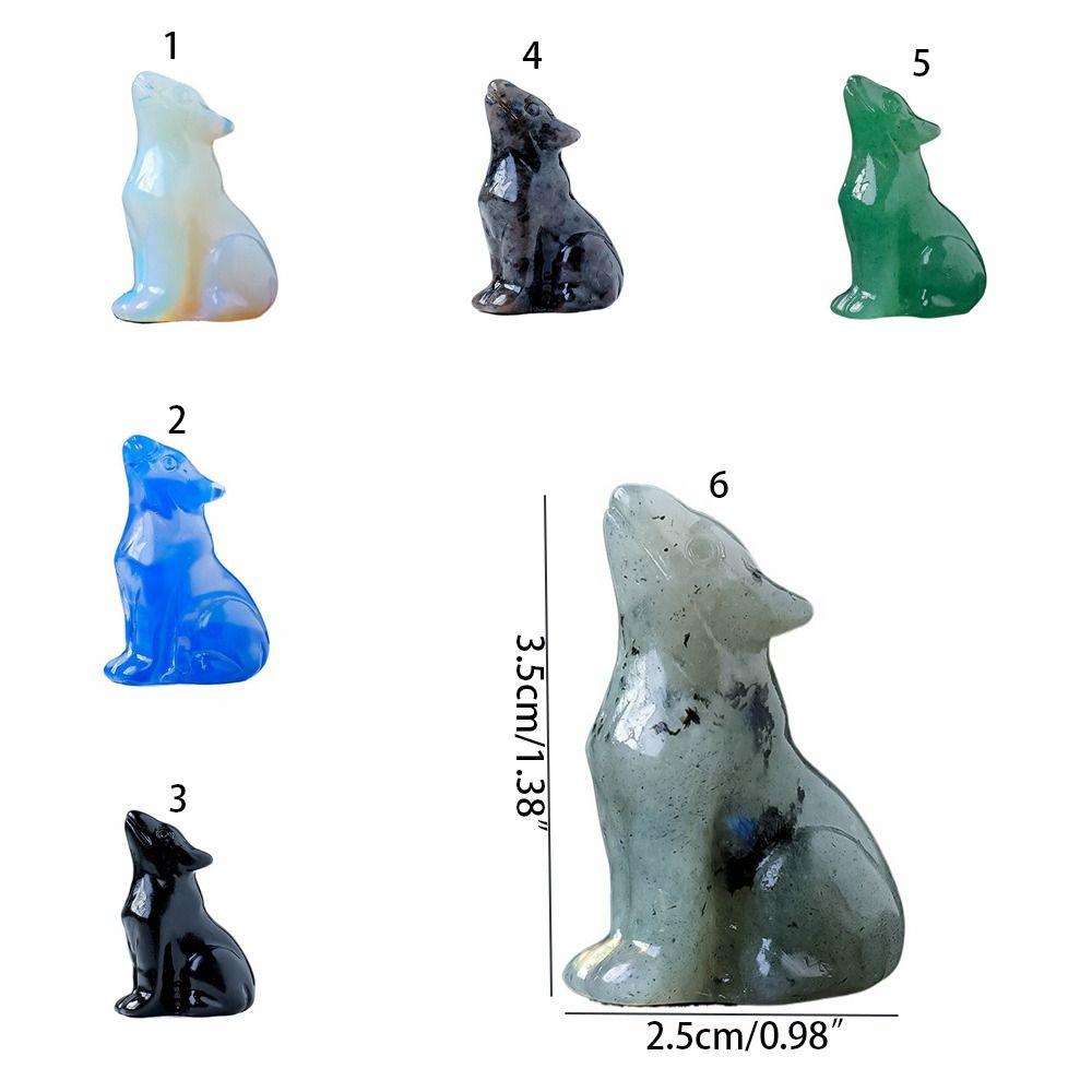 Carving Crystal Wolf Statue Natural Animal Ornament Feng Shui Ornament Crystal Little Wolf  Office