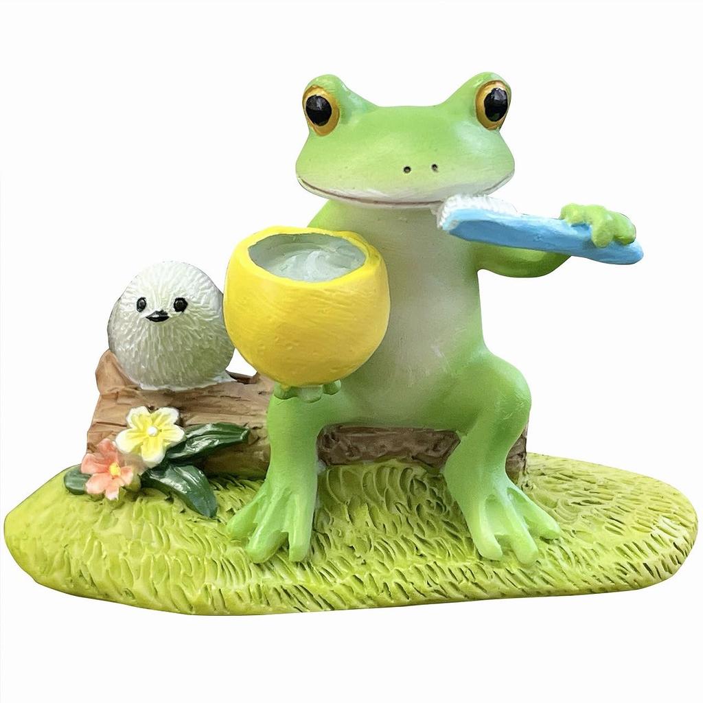 Daikai 72467 Copeau Tit and Frog Brushing Teeth x x Long-tailed W3.1 D2.9 H5.5cm