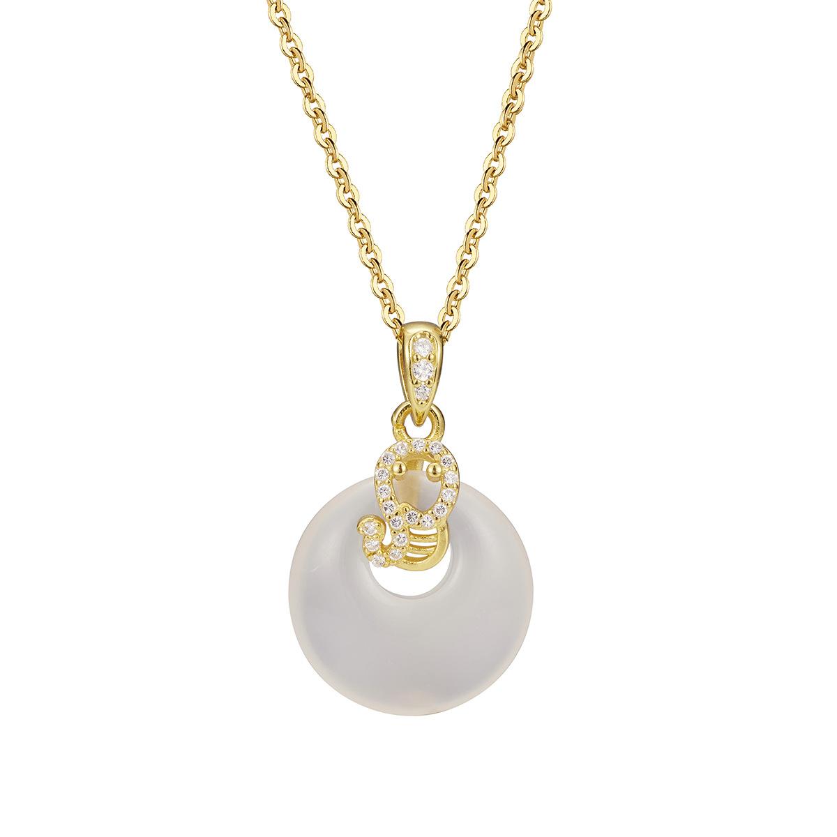 

Серебряное ожерелье S925 с бриллиантами и застежкой-пряжкой со знаком зодиака змея, новогодний взрыв, натуральный халцедон, ключичная цепочка, аксессуары на новый год 925 Silver