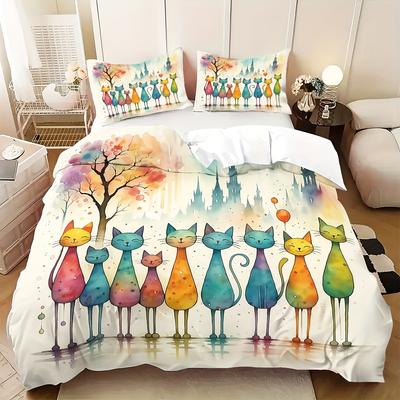 Rainbow Sunrise Flower Field Duvet Cover Set 1 Duvet Cover+2 Pillowcases High-Definition Print for Home Dorm Decor