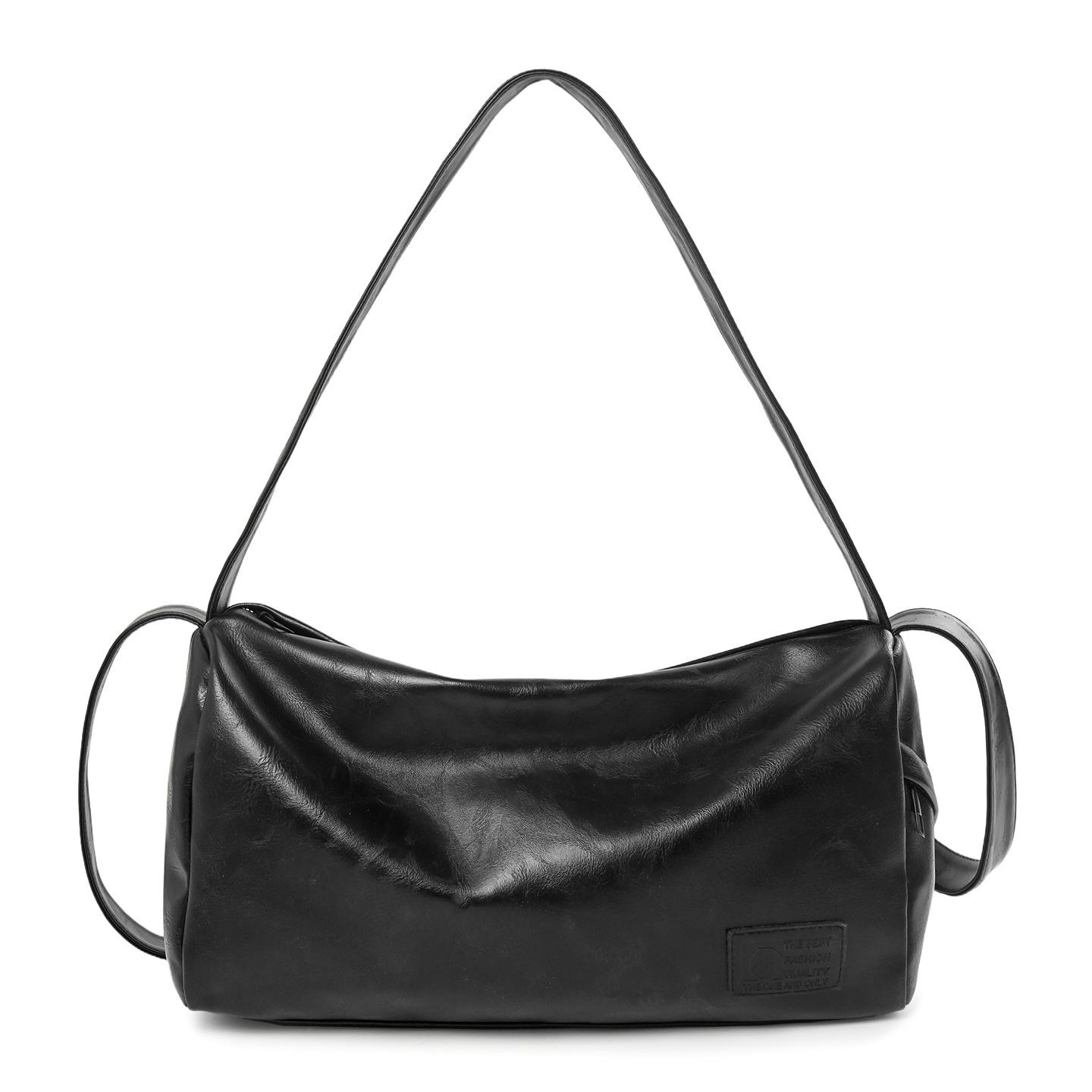 

Wind retro waterproof PU leather shoulder bag men s casual large capacity square tote bag travel small backpack women чорний