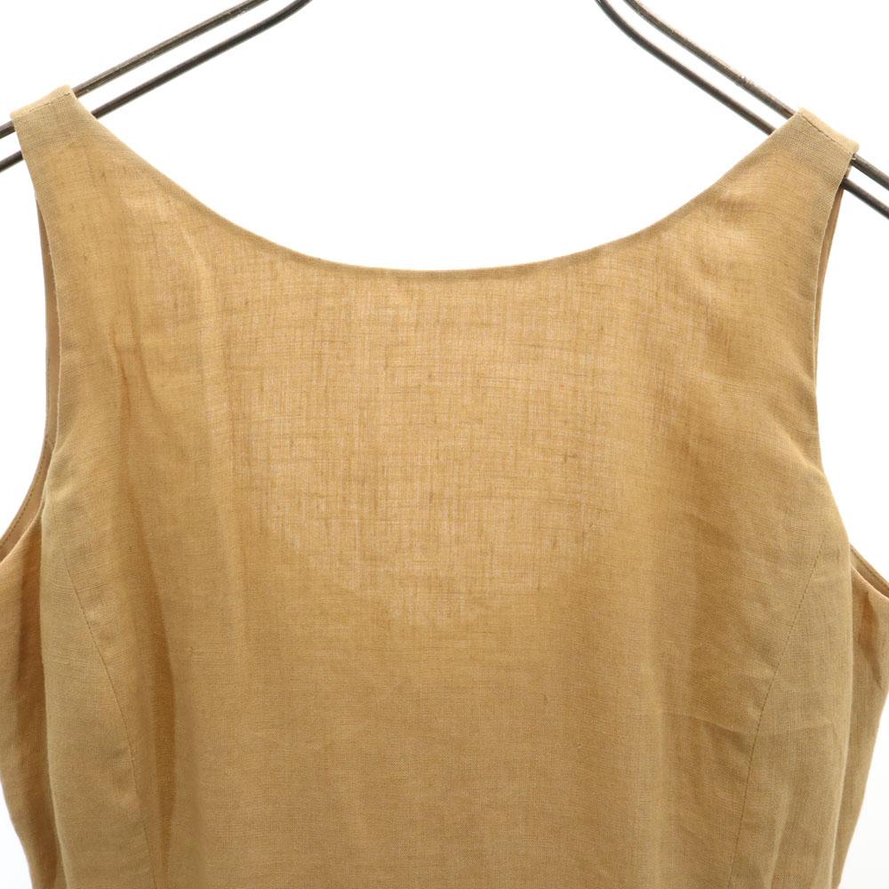 ARMANI Made in Italy 100% linen No sleeve one piece 38 beige Women Used