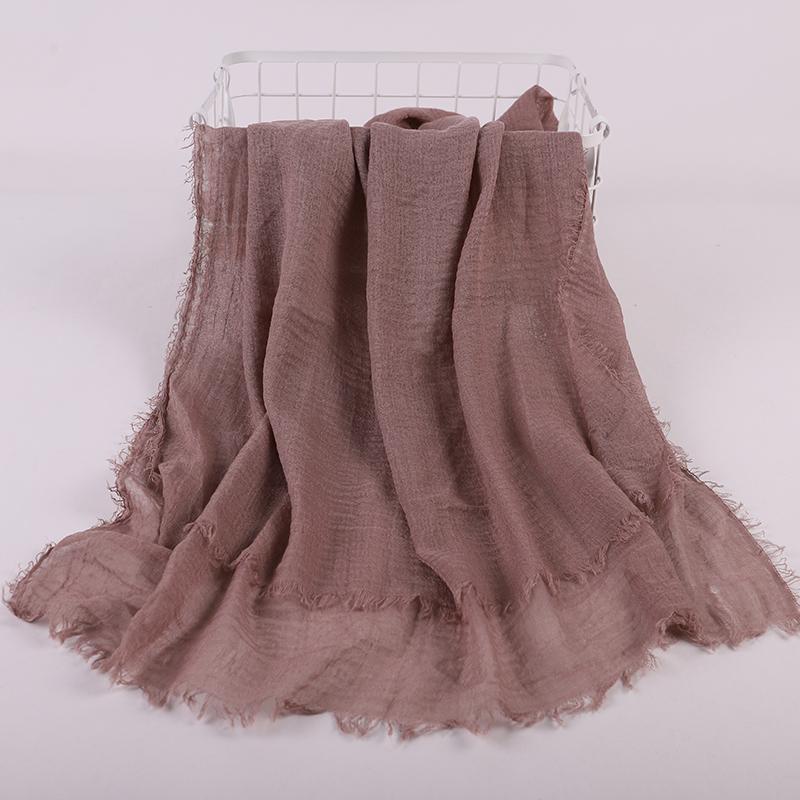 Ramadan Cotton Crinkle Headband Veil Scarves Women Solid Color  Head Wraps Long Scarves Turban Headband Muslim Fashion Headscarf