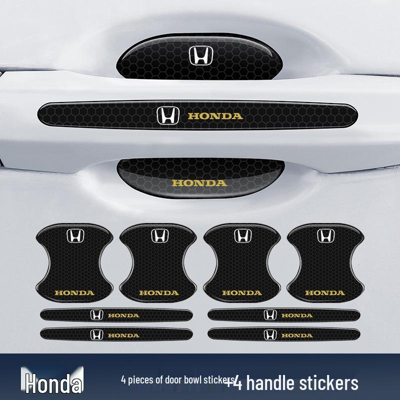 Black Reflective Rhombus Car Door Handle Protector: Anti-collision, Anti-scratch, Wear-resistant Sticker