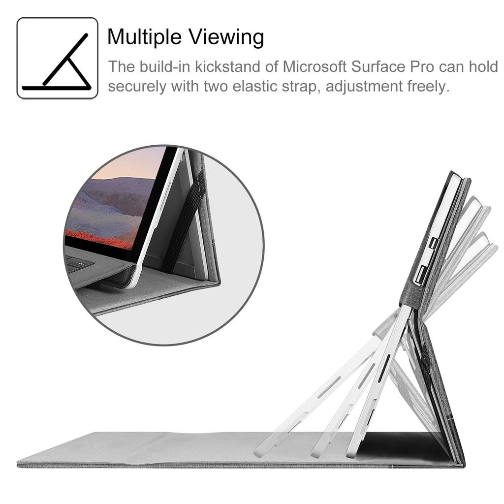 Fintie Case for Microsoft Surface Pro Slim Tablet Case with PU Leather with Pocket and Pen Holder for Storage 7/6/5 (2017/4/3), Stand, Multi-Viewing