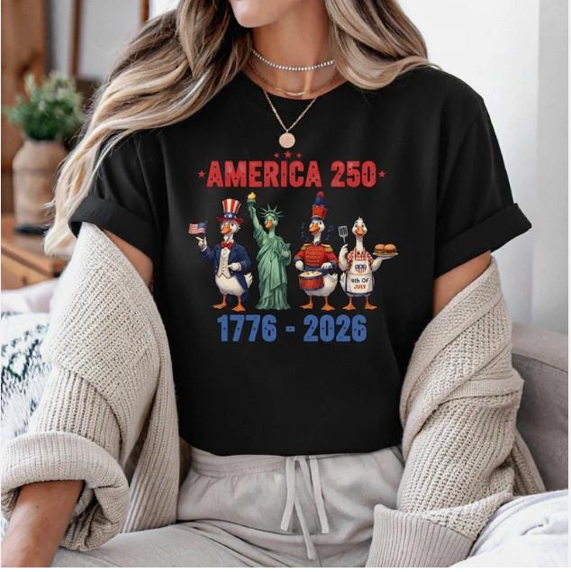 America 250 T-Shirt, Patriotic Ducks 1776–2026 Shirt, Funny 4th of July Tee