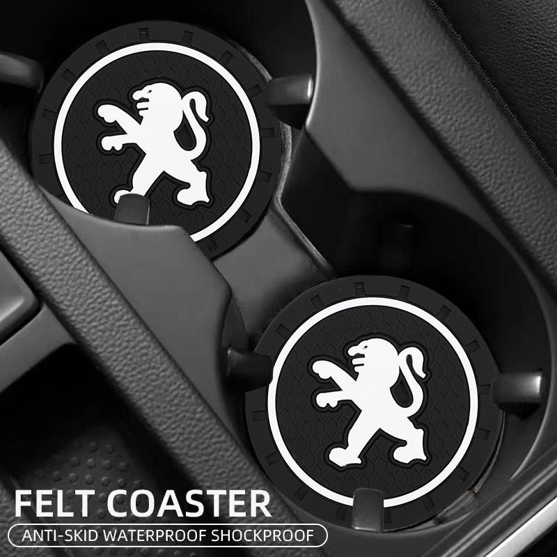 Valve Stem 2Pcs Car Silicone Non-Slip Pad Interior Cup Holder Coaster For Peugeot 5008 408 308 Landtrek L208 2008 3008 Rifter 508