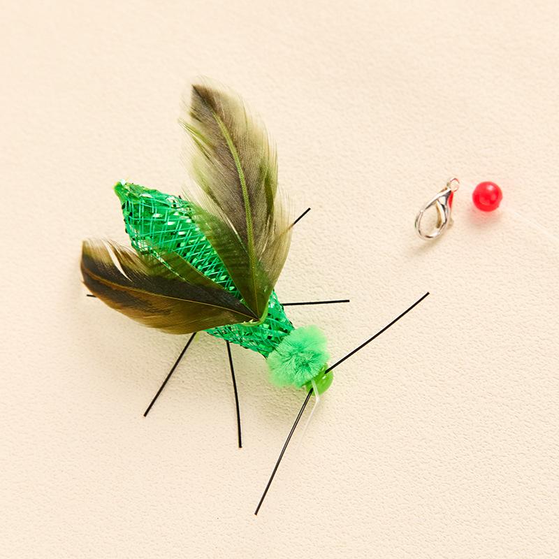 2pcs Simulation Insect Shapes Feather Cat Toy Replacement Head Kitten Cat Teaser Pet Toy