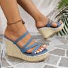 Modeschuhe für Damen Übergröße Sommermode Plateau-Keilsandalen Peep-Toe-Sandalen Lässige rutschfeste Strand-Fußbekleidung Damen-Sandalen 36-42