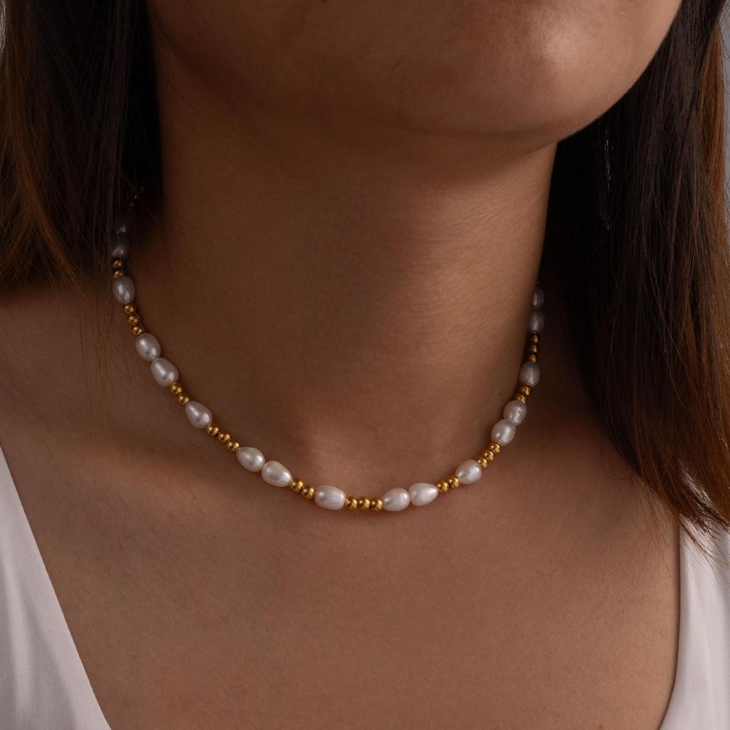 1ks Módní Pravý Barokní Sladkovodní Perlový Náhrdelník Ženy Vlastní Šťastný Choker Perlové Korálky Korálkový Náhrdelník Šperky pro Ženy