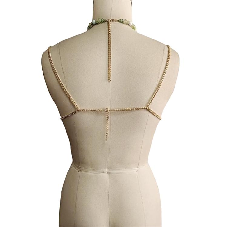 Eye Catching Halter Neck Beaded Crop Top Body Chain Trendy Beachwear for Women Seeking Unique and Fashionable Looks