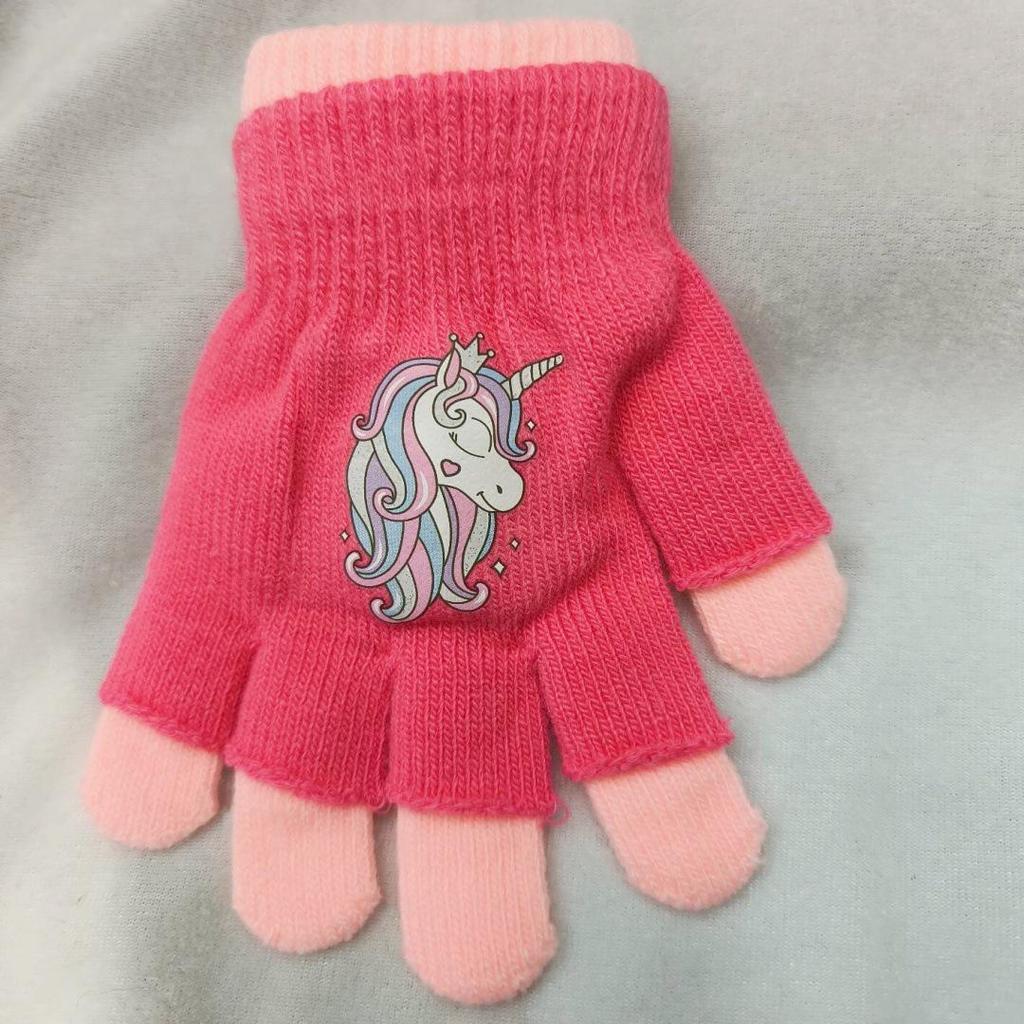 Girls' Double-Layer Knitted Cartoon Gloves - Cute & Warm, Ideal for Primary School Students In Autumn/Winter