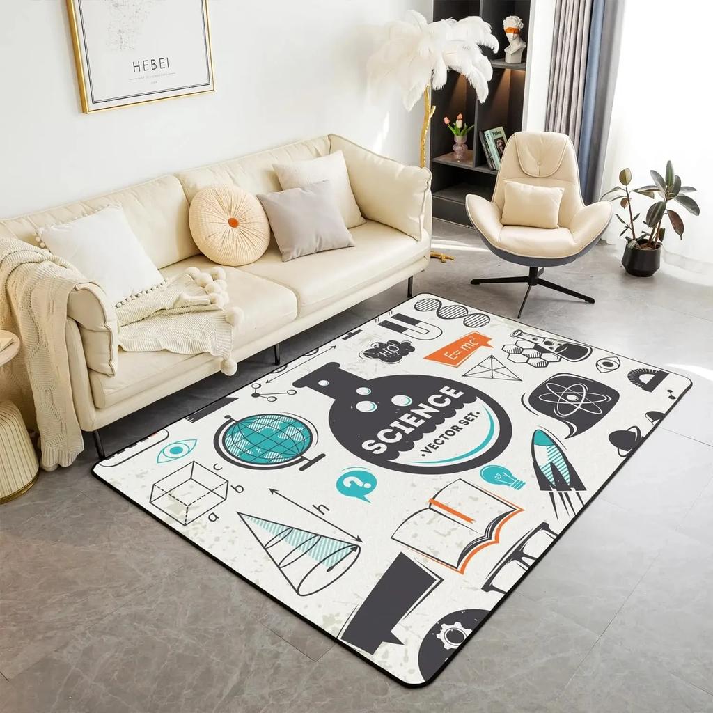 Math Theme Area Rug Math Equation Rugs for Boys Girls Math Geometry Science Style Carpet Mathematics Formula Indoor Floor Mat