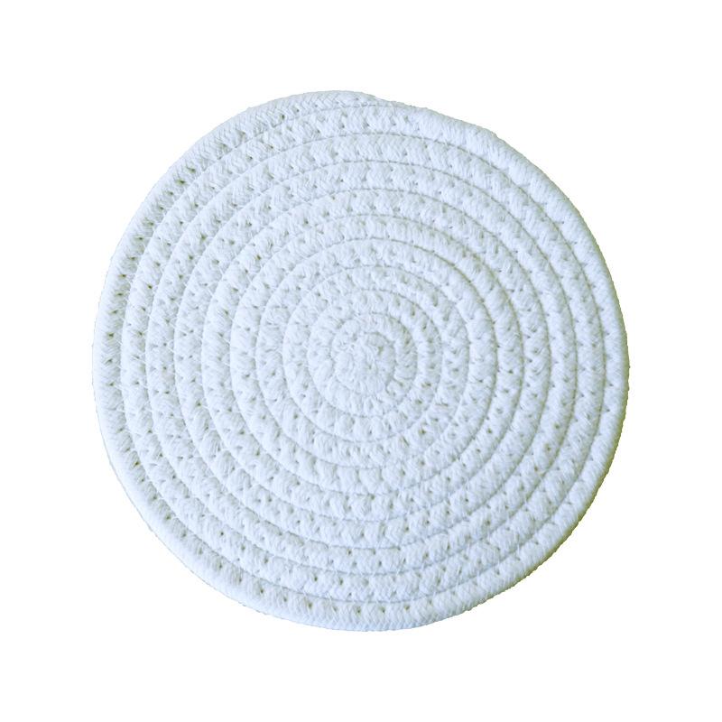 Heat Insulation Pad Cotton Rope Round Heat Insulation Pad Plate Mat Coaster Multi-color Solid Color Plate Mat Anti-scalding Table Mat Environmental (White,18cm) белый