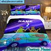 3PCS Custom Name Scooby dog Bedding Set Printed Duvet Cover Closure Includes 1 Duvet Cover & 2 Pillowcases for All Seasons Bedroom Decor