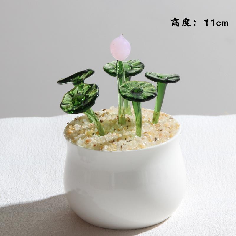 Handmade Glass Blown Cactus Cute Crystal Art Cactus Statue Collection Desk Desktop Simulation Plant Decoration