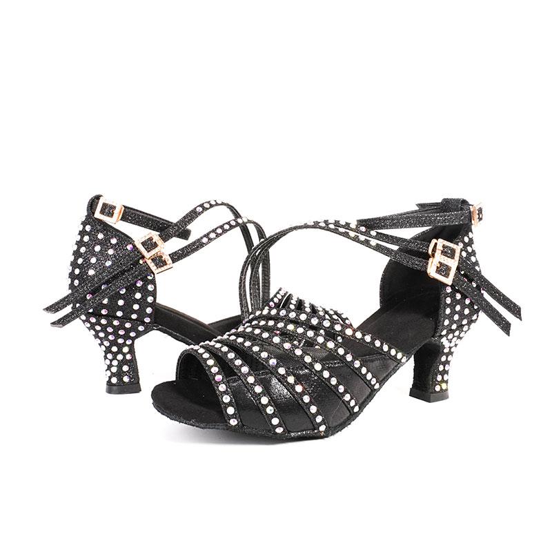 Diamant-Tanzschuhe mit hohem Absatz, glänzend, für lateinamerikanischen Tango, Walzer, elegante Tanzschuhe für Damen