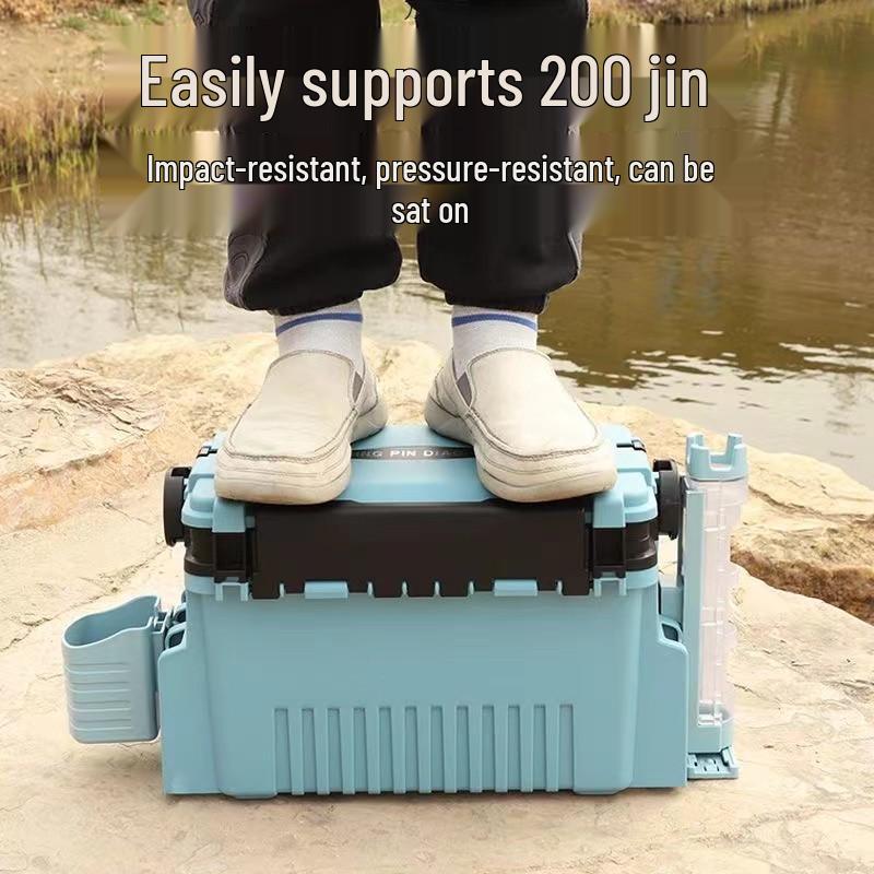Multifunctional Large Capacity Fishing Gear Storage Box with Rod Holder