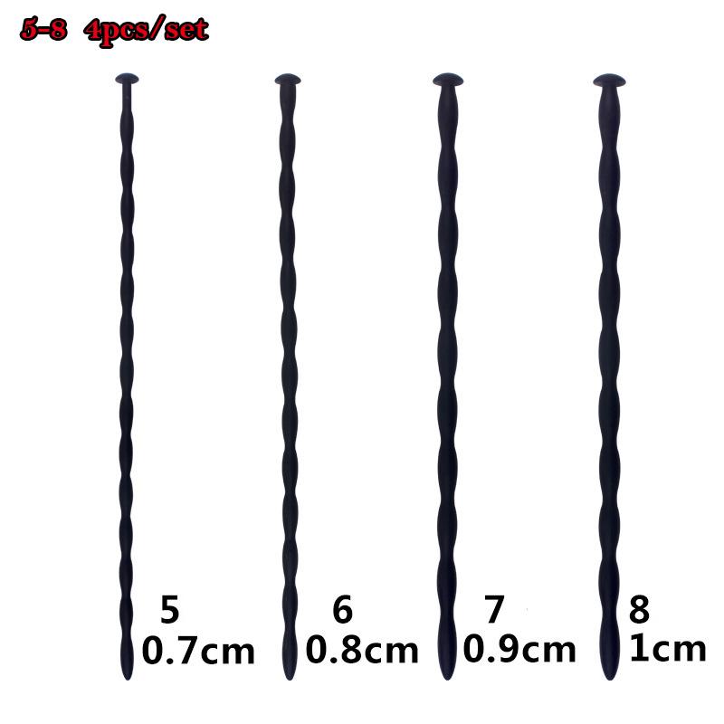 4ps/Set Long Silicone Plug Penis Sounding Urethral Plug Beads Dilator Penis Ertion Plug Urethral Sounds Sex Toys For Men