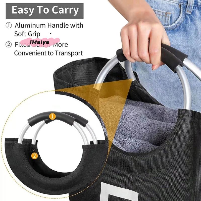 M-1Pc 90L Super Large Foldable Laundry Basket Waterproof Oxford Fabric Dirty Clothes Storage Bag for Travel Portable And Durable