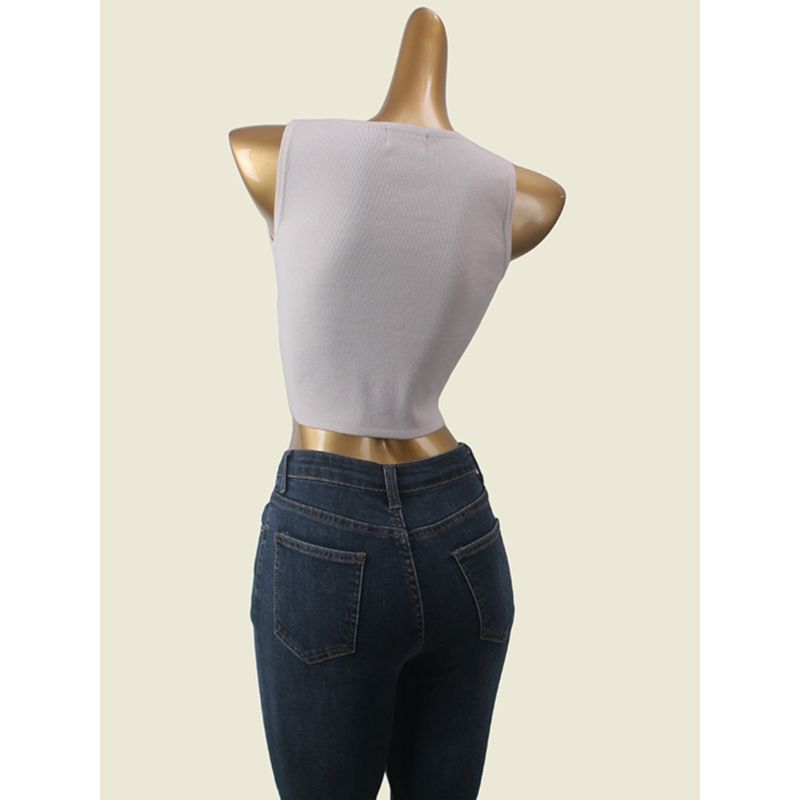 Foreign Trade Original Order Silm Sleeveless Midriff-Baring Pure Color Vest Sexy Sexy Female Knitting Upperwaear