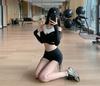 European & American High-Waist Black Drawstring Fitness Shorts for Women