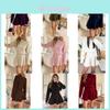 Womens Knit High Neck Long Sleeve Pleated Short Dress For Casual And Party Wear