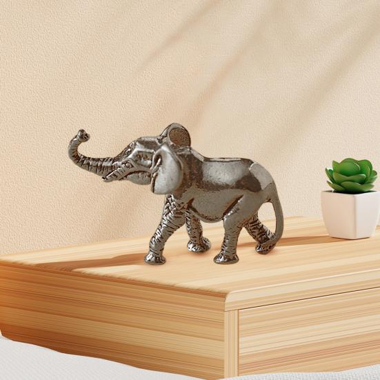 1 Pair Brass Elephant Figurine Carving Golden Elephant Statue Metal Animal Sculpture