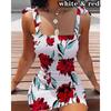 Frauen 2022 Sommer Ärmellose Sexy Kleid Hosenträger Rock Druck Taille Engen Kleid
