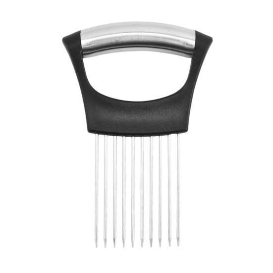 Stainless Steel Onion Holder & Slicer with 10 Prongs Hands-Free Vegetable Slicer for Onions Tomatoes Lemons Meat Kitchen Cutting Tool