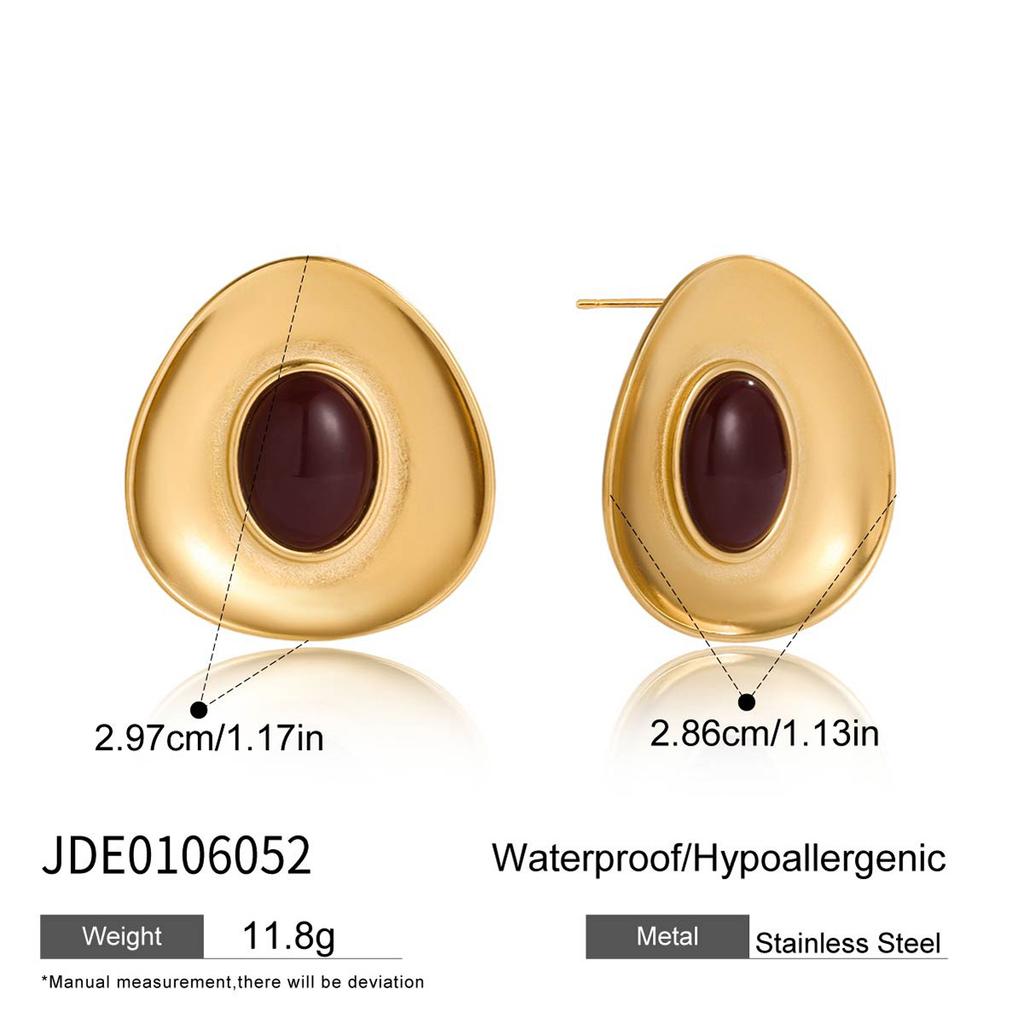 Resin Titanium Steel Stud Earrings Light Luxury High-end Earrings Do Not Fade Stainless Steel