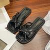Retro Slippers For Women In Summer, Anti Slip Bow Sandals For Outdoor Wear, Single Shoe