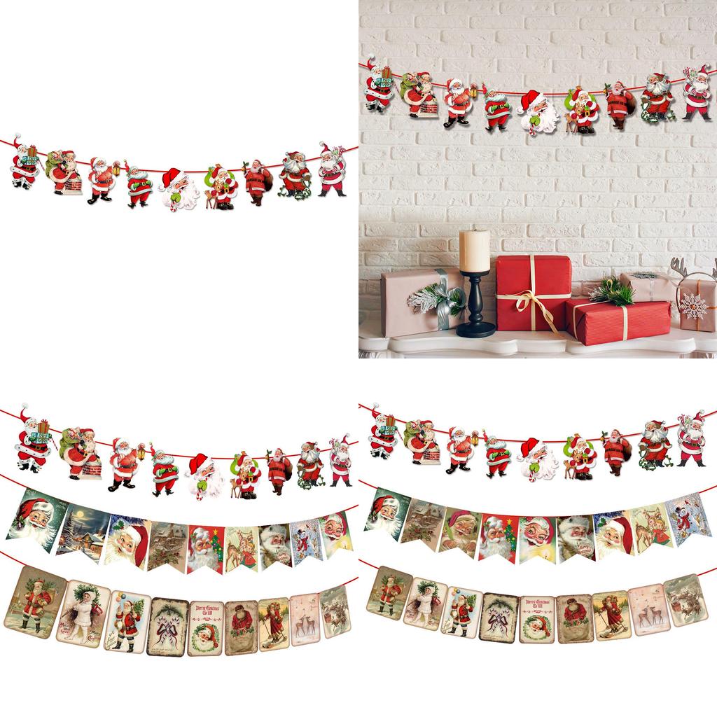 Santa Claus Snowman And Reindeer Christmas Party Banner Decorative Alphabet Banner For Festive Decor