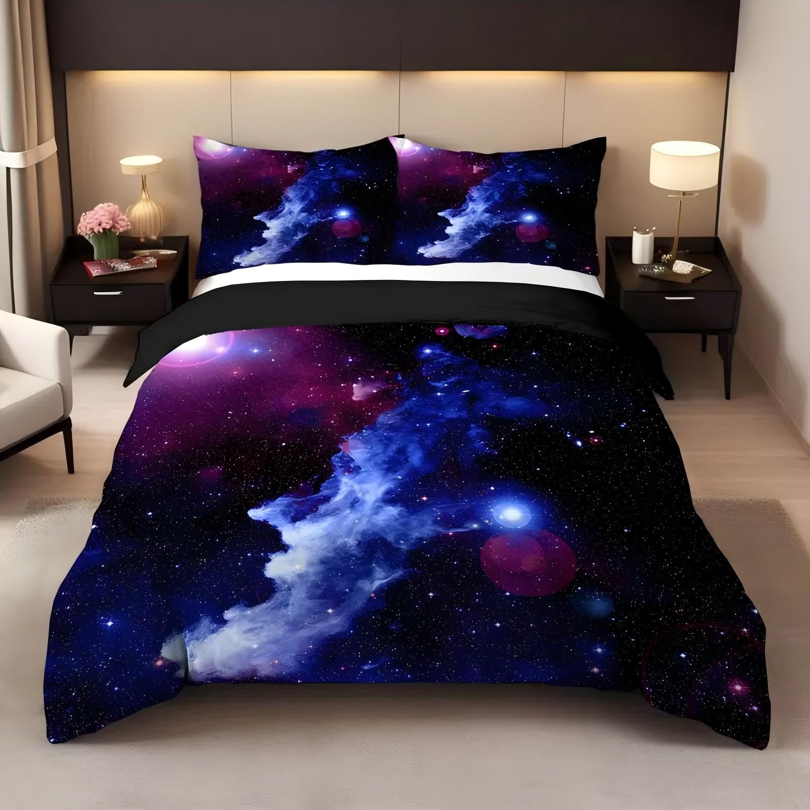 

Мечтательное Звездное Небо 3D Принт Пододеяльник Для Детей Подростков Взрослых Комплект Постельного Белья Элегантный Дизайн Мягкий Удобный Чехол для Одеяла Наволочка 135x200cm 2pcs
