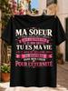 Ma Sur Tu Es Mon Souffle Tu Es Ma Vie with Pink Ribbons Hearts and Heartfelt French Sister Message Unisex All T-Shirt