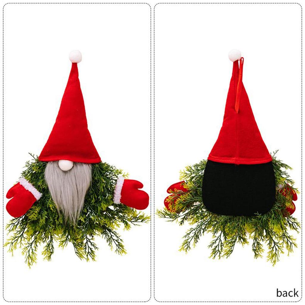 Outdoor Christmas Wreath with LED Lights Home Decor Gnome Winter Wreath Holiday Decor for Indoor Window Fireplace Shelf Bedroom