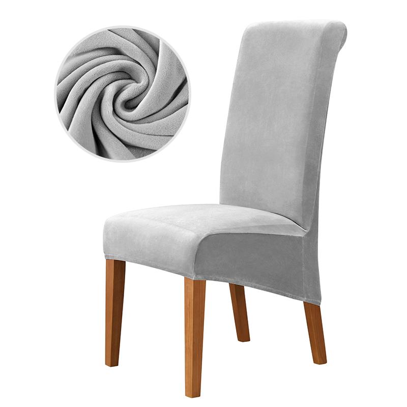 Velvet Chair Cover Stretch Dining Chair Cover Winter Warm Long Back Chair Cover Washable For Kitchen Home Hotel Wedding 1 Pcs