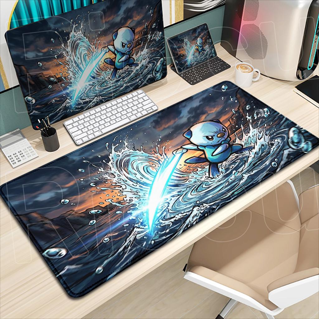 Grand Tapis de Souris pour Ordinateur Portable Gaming P-Pokemon Impression HD Tapis de Clavier en Caoutchouc Dessin Animé Mignon Oshawott 900x400mm Tapis de Souris