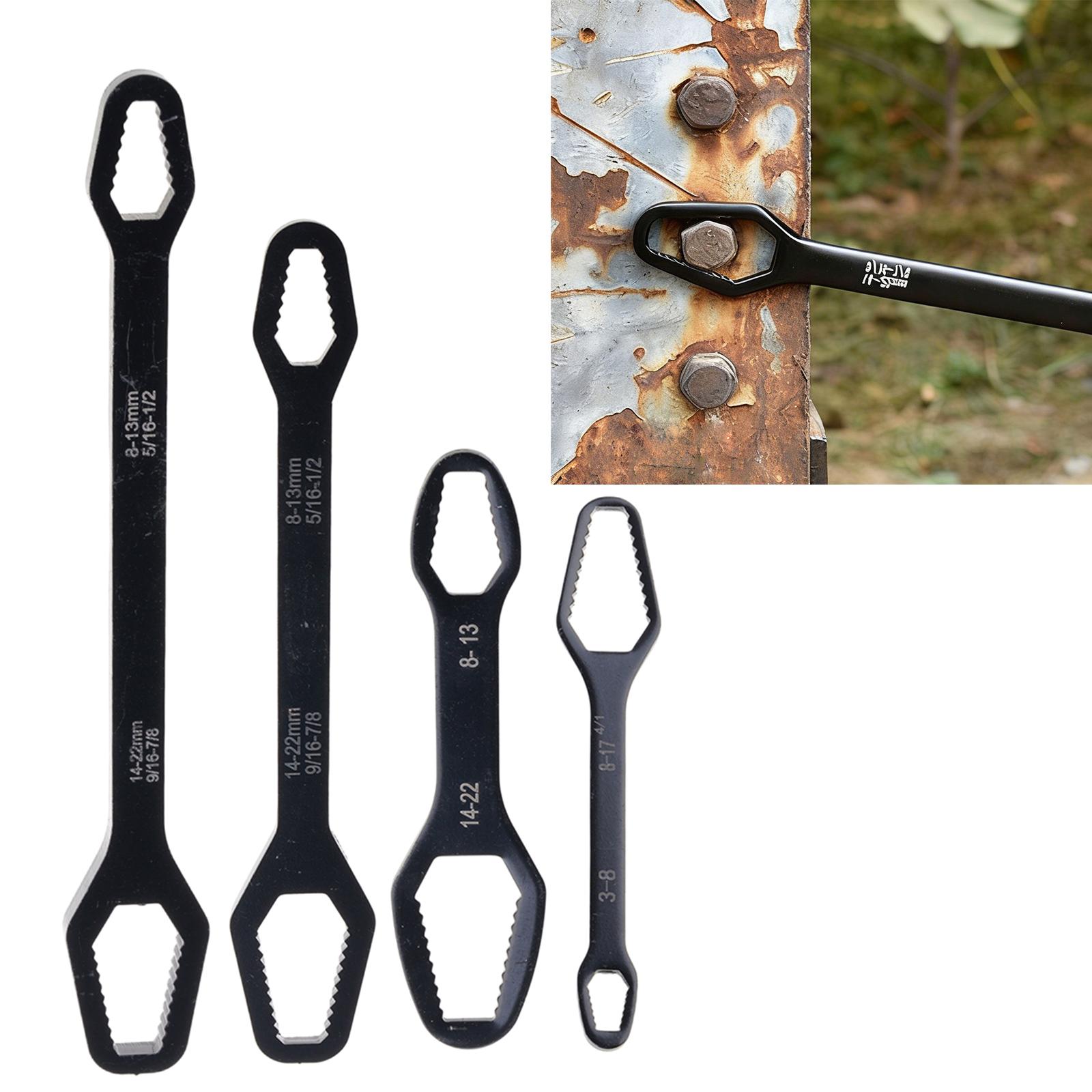 

SelfLocking Wrench Set Of 4 Durability Alloy Steel Tool Spanner For 15-24mm 19/32-7/8in,8-14mm Various Nut Bolt Size 1
