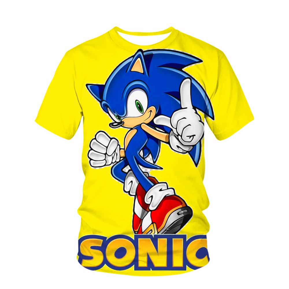 Cute Sonic Girl Cartoon T-Shirt Children's Short Sleeve Summer Casual T-Shirt Boys Sports Shirt Quick Drying Tops Tee