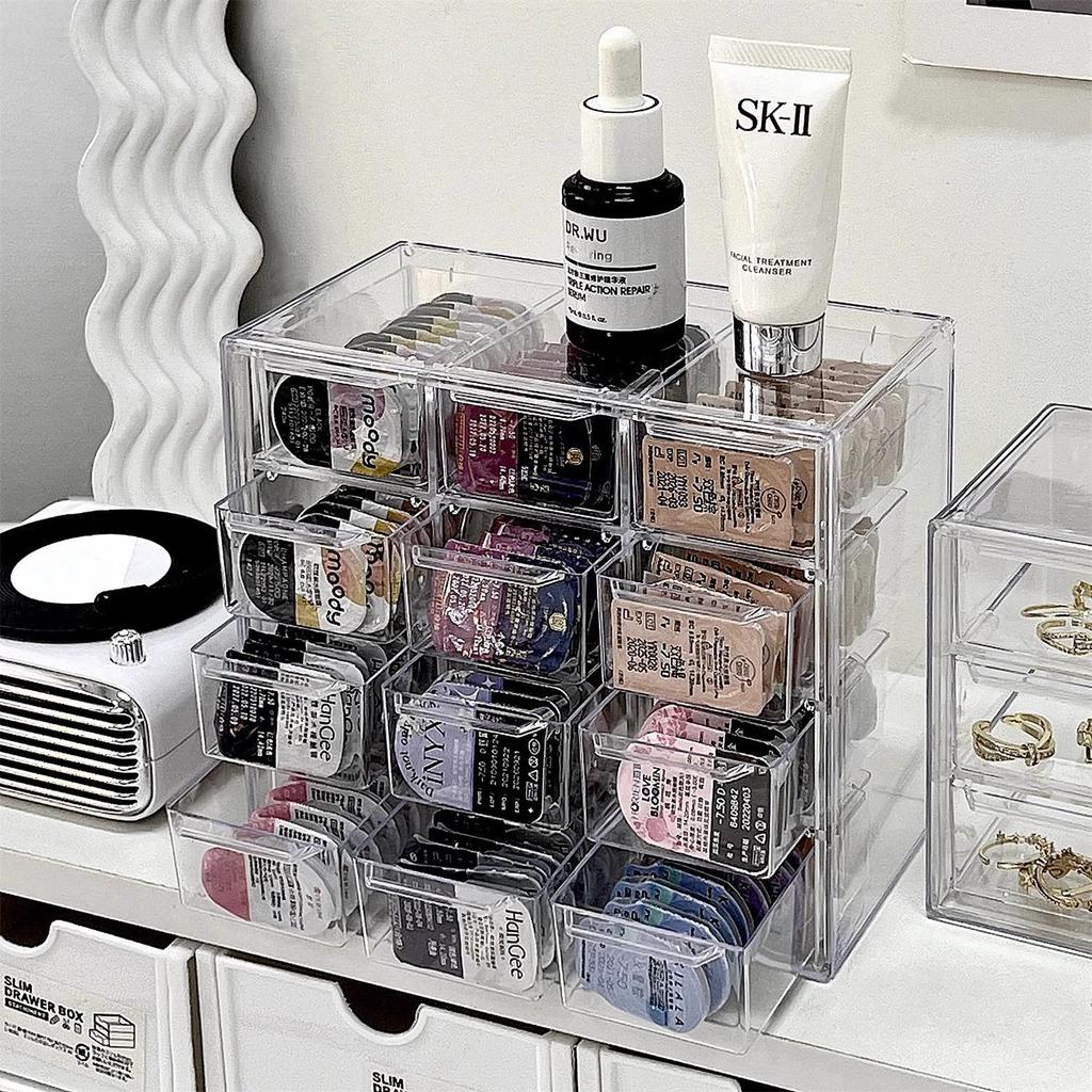 Clear Multi-Grid Jewelry and Eyewear Organizer with Dustproof Drawers