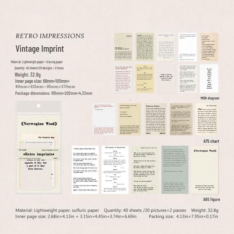 MòMò Double Pack Retro Handwritten Style Journaling Paper for DIY Background Decoration