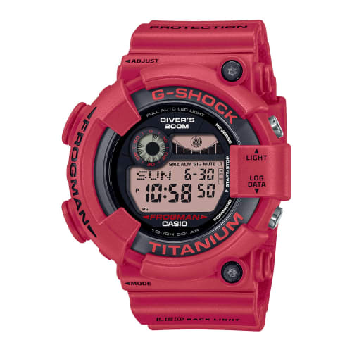 

Casio G-Shock FROGMAN 30th Anniversary Tough Solar Radio-Controlled Solar Watch with Biomass Plastic, GW-8230NT-4JR, Men s, Red