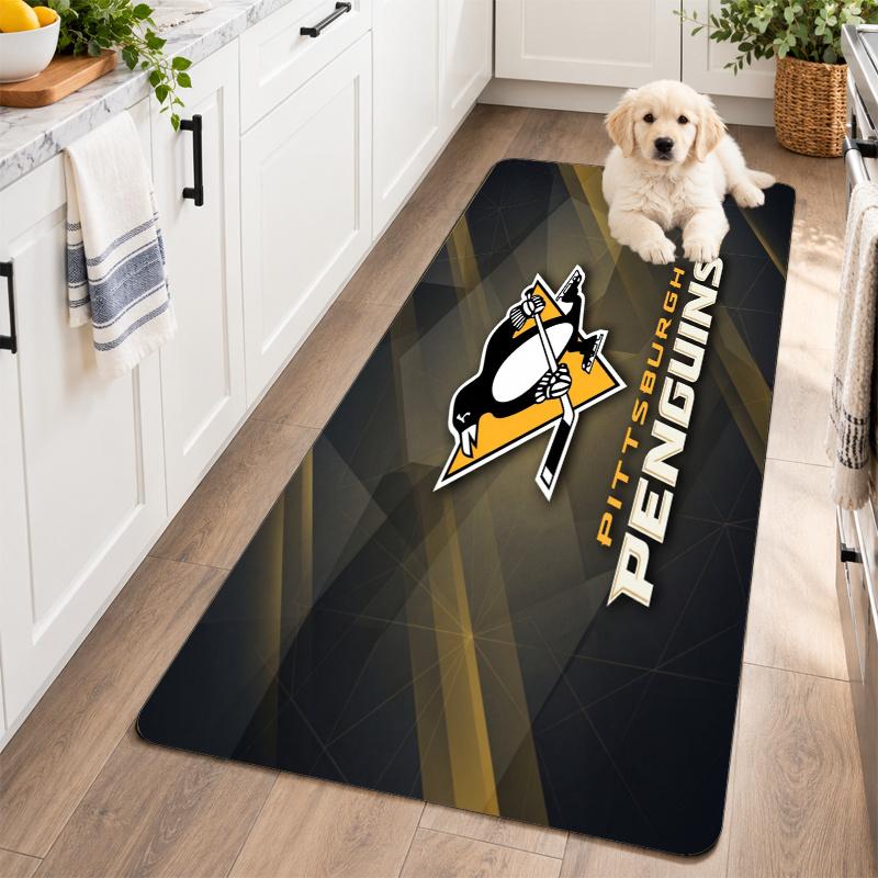 Flannel Kitchen Mat Pittsburgh Penguins Soft Area Rug Non Slip Floor Carpet Home Decoration
