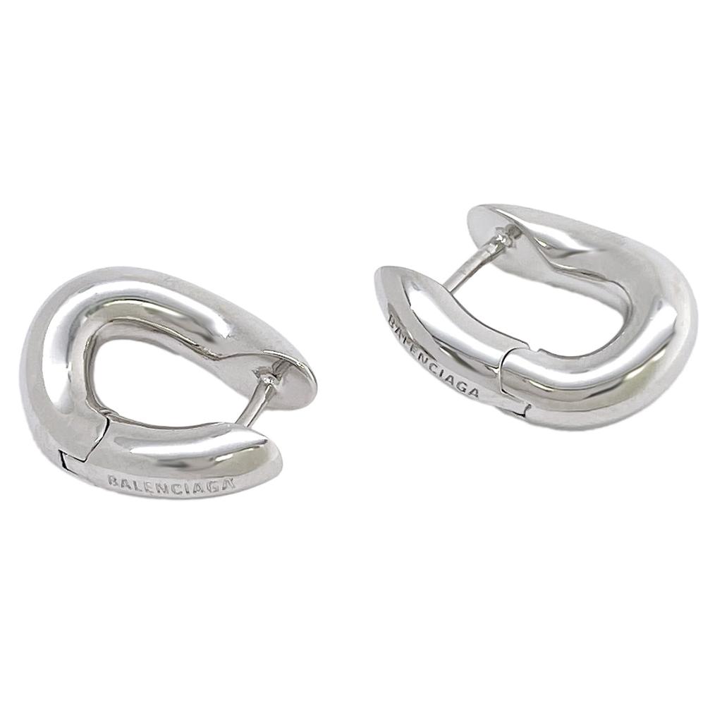 Balenciaga Mini Hoop Earrings Shiny Silver 656263 TZ99S 0926 [Item]