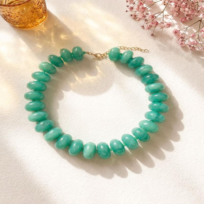 

1Pcs Charms Chunky Jewelry Bohemian Fashion Casual Dopamine Resin Bead Necklace Suitable For Women Daily Vacation Wear A11