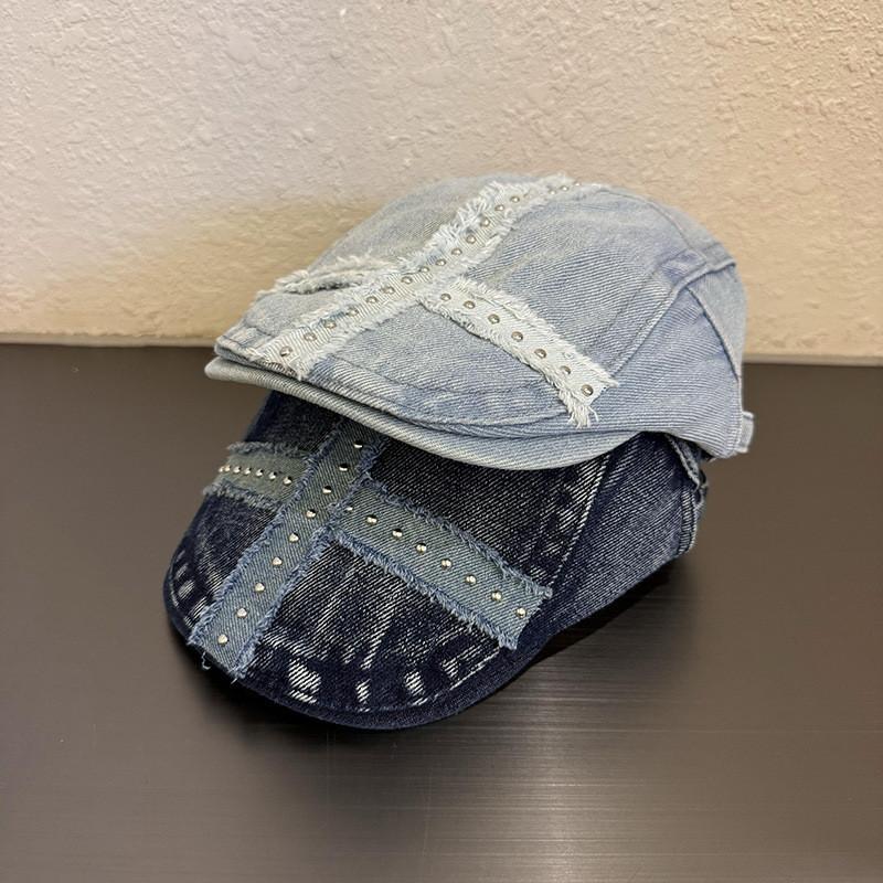 Retro Streetwear Punk Style Denim Baseball Cap For Fall Winter Seasonal Wear