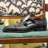 Business dress British men's shoes Small square head high-end cowhide leather shoes men's, gray three-joint engraved Munch shoes