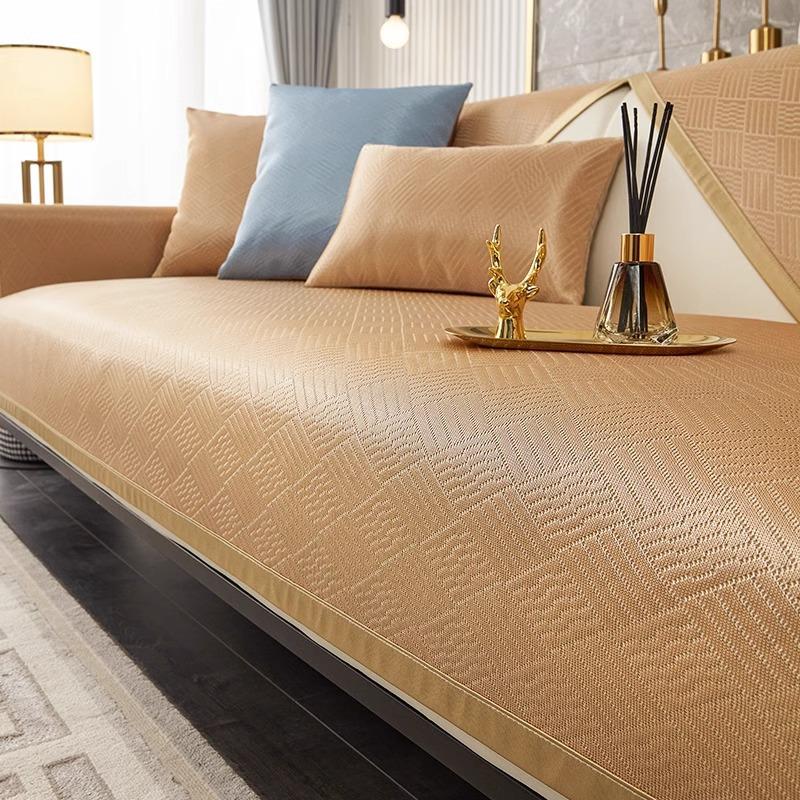 Summer Light Luxury Sofa Cushion Ice Silk Summer Mat Summer Non-Slip Sofa Cover Dust Cover Living Room Straight Row Sofa Cover Towel