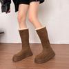 New Women's Mid-calf Boots Round Head Thick Sole Winter Warm Women's Boots Comfortable Stylish Daily Commuting High Snow Boots